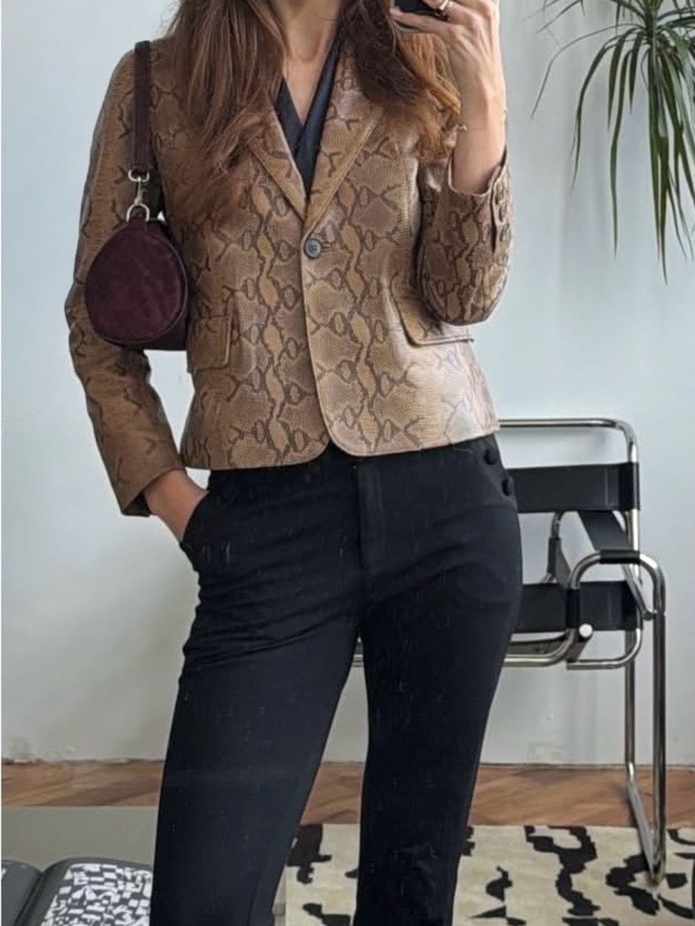 Nili Lotan Brown Snakeskin-Print Blazer